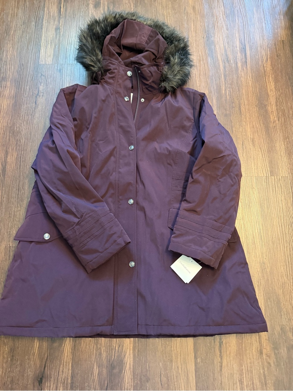croft & barrow Women's Hooded Trench Coat in Plum